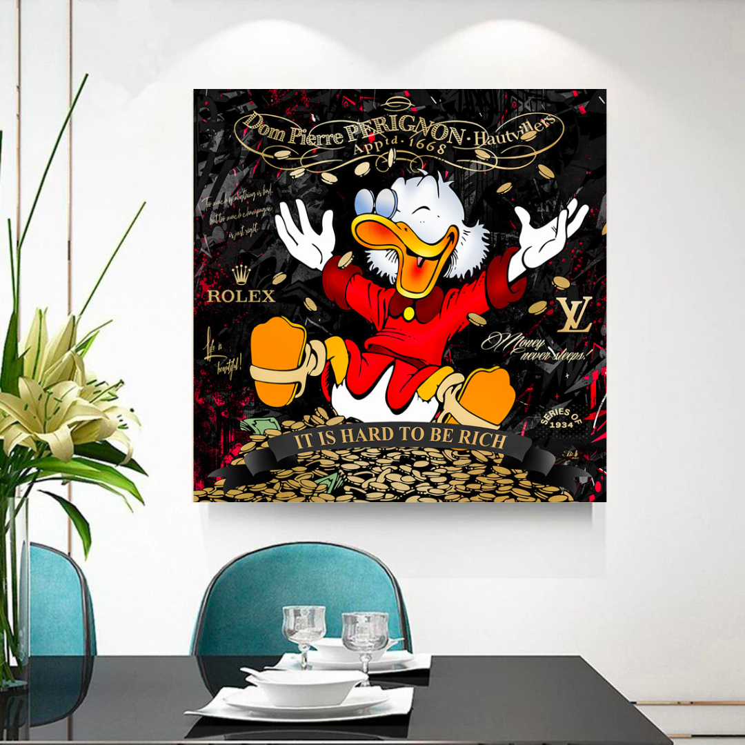 Scrooge McDuck its Hard to be Rich Canvas Wall Art-ChandeliersDecor