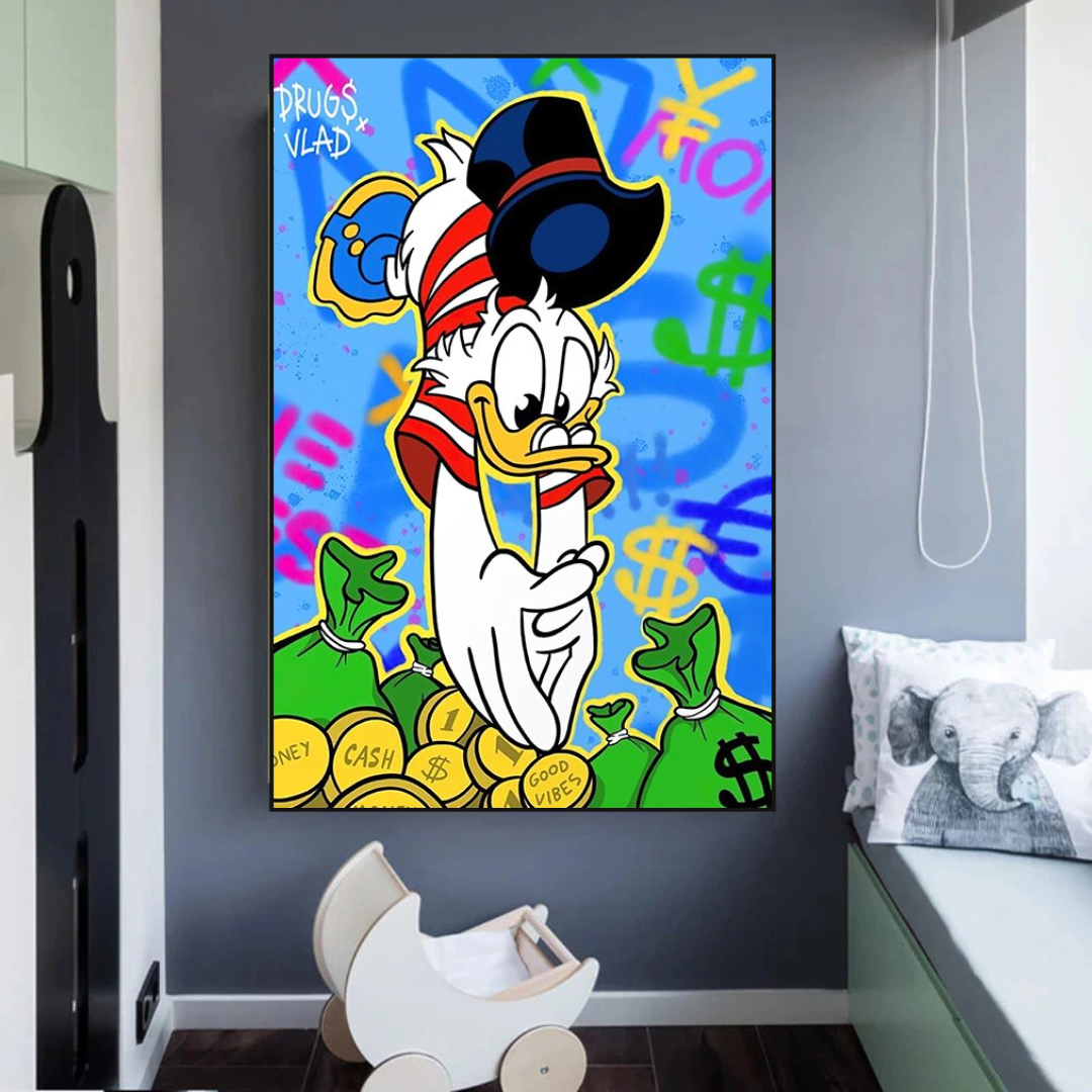 Scrooge McDuck Millionaire Canvas Wall Art-ChandeliersDecor