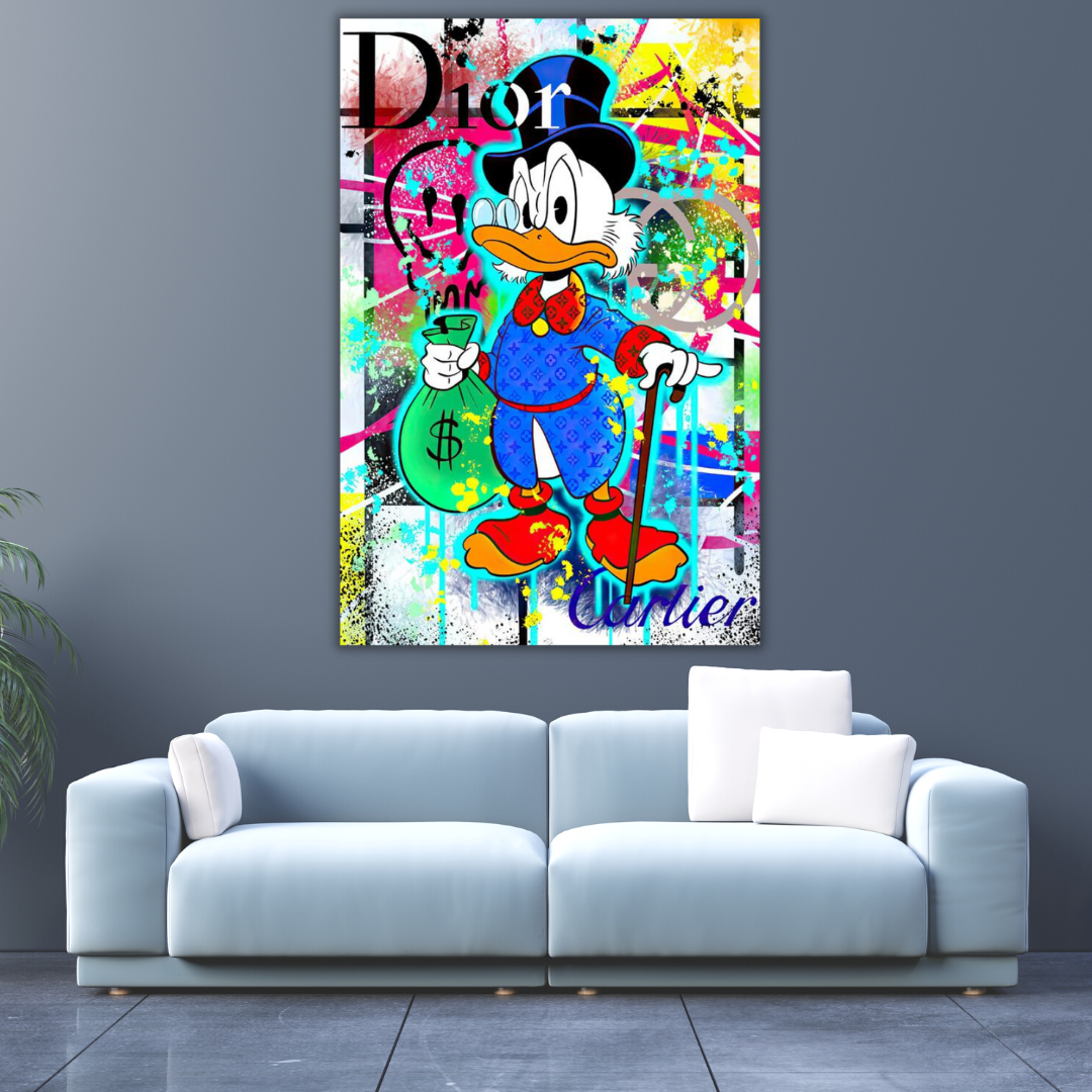 Scrooge McDuck Money Bags Canvas Wall Art-ChandeliersDecor