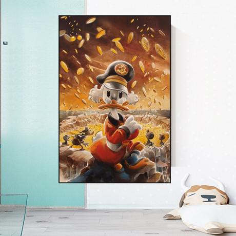 Scrooge McDuck Money Maker Millionaire Canvas Wall Art-ChandeliersDecor