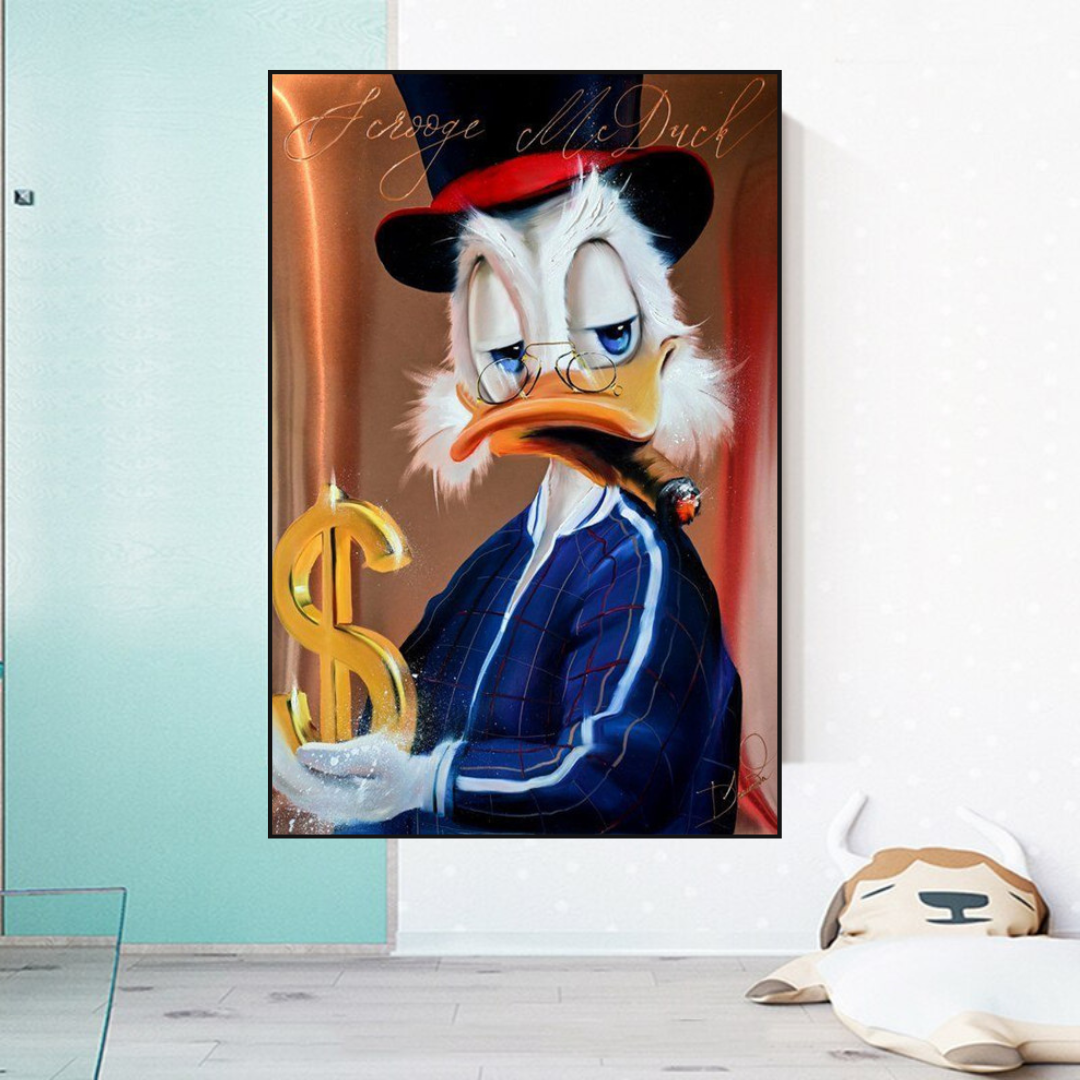 Scrooge McDuck Money Maker Millionaire Canvas Wall Art-ChandeliersDecor