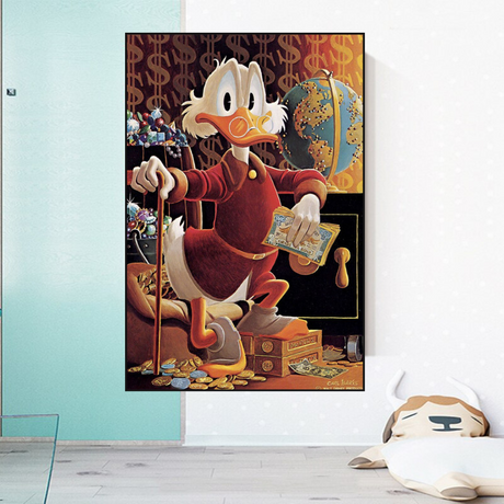 Scrooge McDuck Money Maker Millionaire Canvas Wall Art-ChandeliersDecor