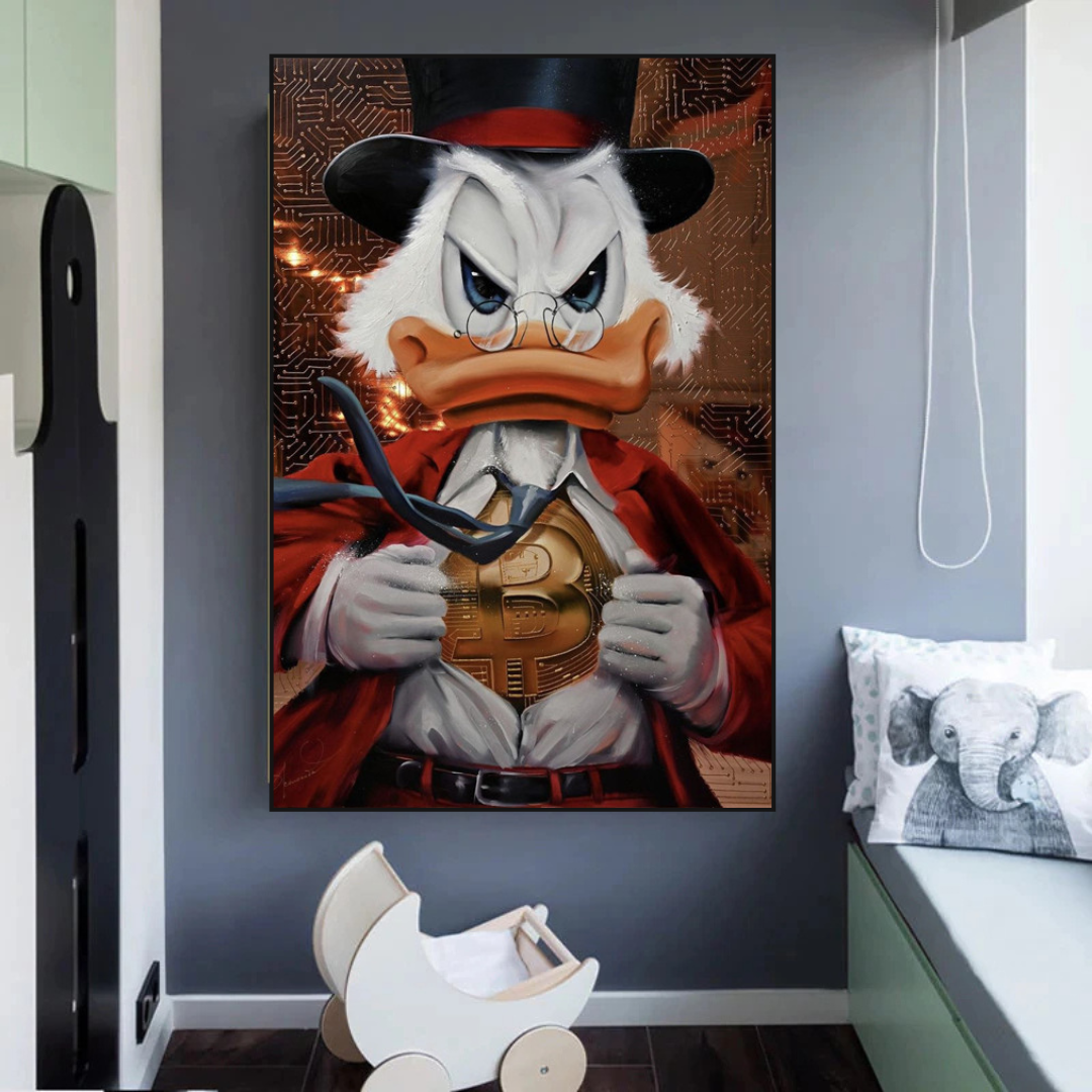 Scrooge McDuck Money Maker Millionaire Canvas Wall Art-ChandeliersDecor