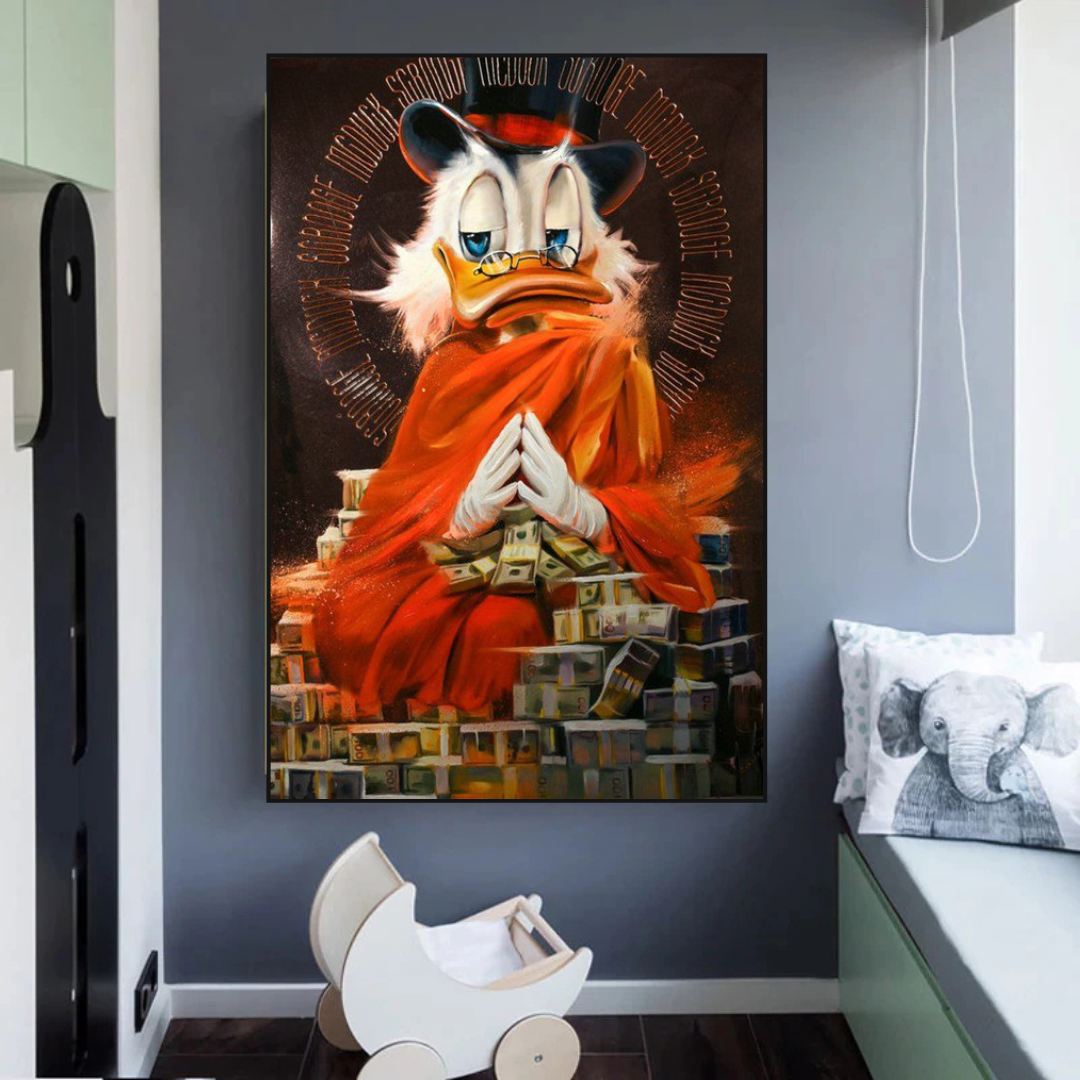 Scrooge McDuck Money Maker Millionaire Canvas Wall Art-ChandeliersDecor