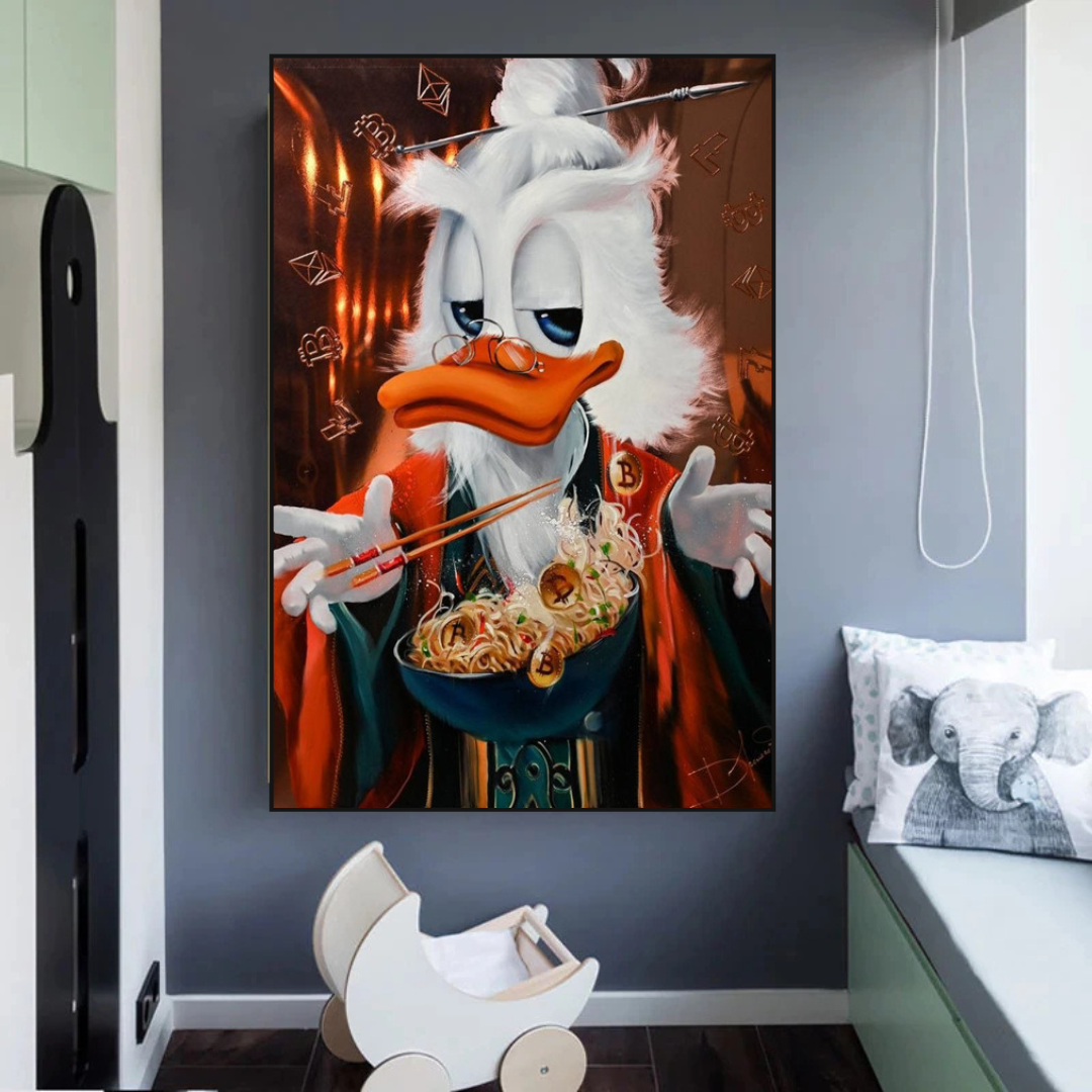 Scrooge McDuck Money Maker Millionaire Canvas Wall Art-ChandeliersDecor