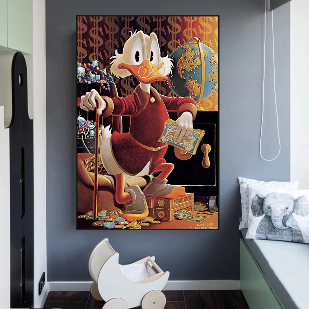 Scrooge McDuck Money Maker Millionaire Canvas Wall Art-ChandeliersDecor