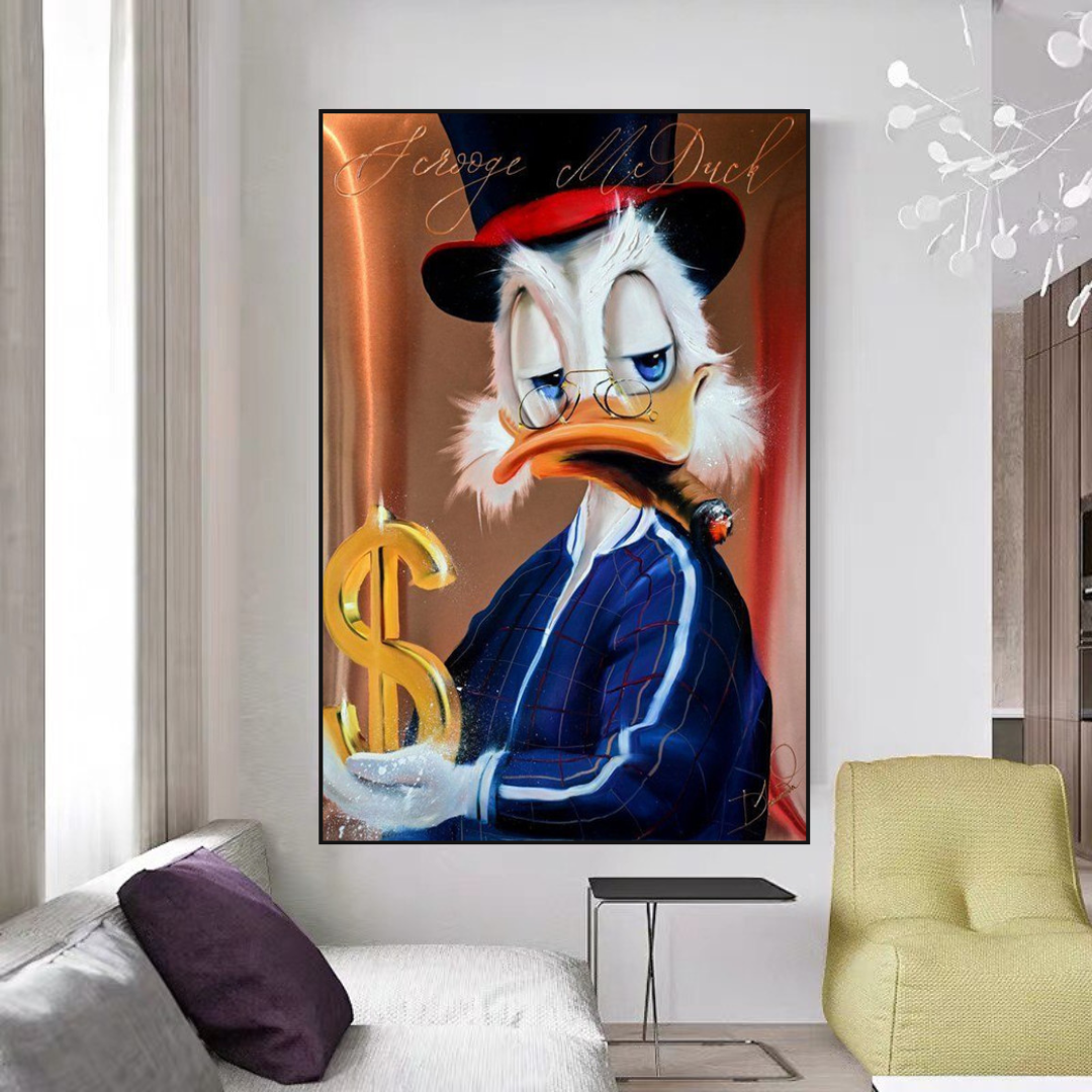 Scrooge McDuck Money Maker Millionaire Canvas Wall Art-ChandeliersDecor