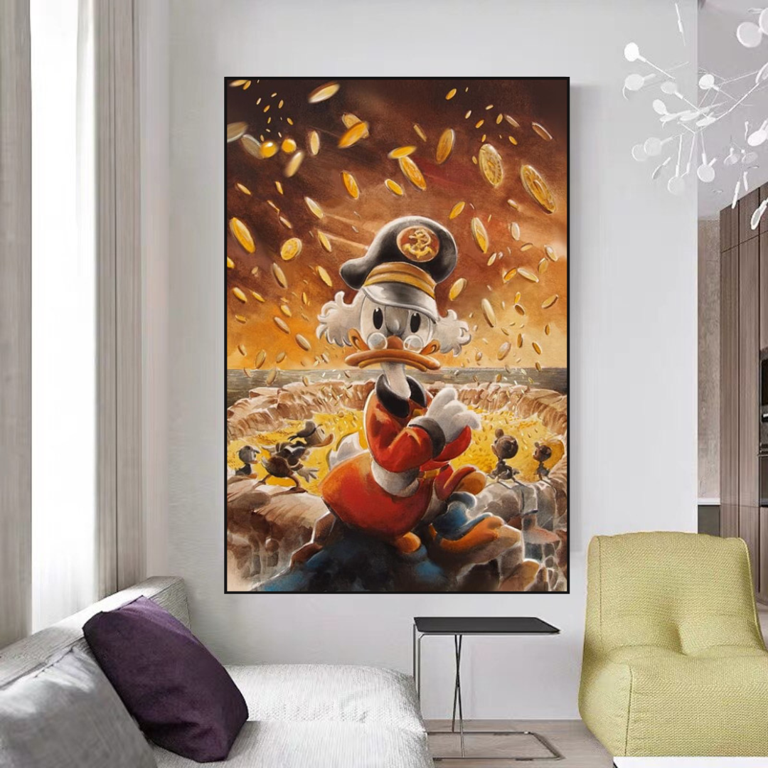 Scrooge McDuck Money Maker Millionaire Canvas Wall Art-ChandeliersDecor