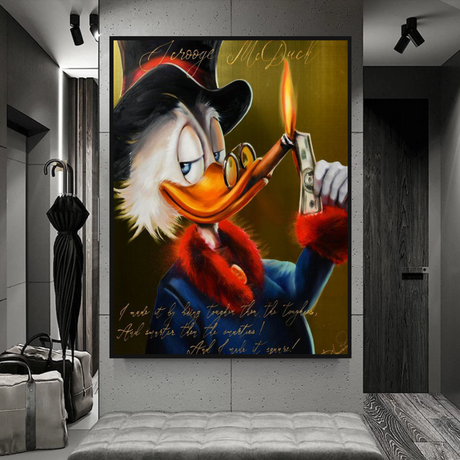 Scrooge McDuck Money Maker Millionaire Canvas Wall Art-ChandeliersDecor