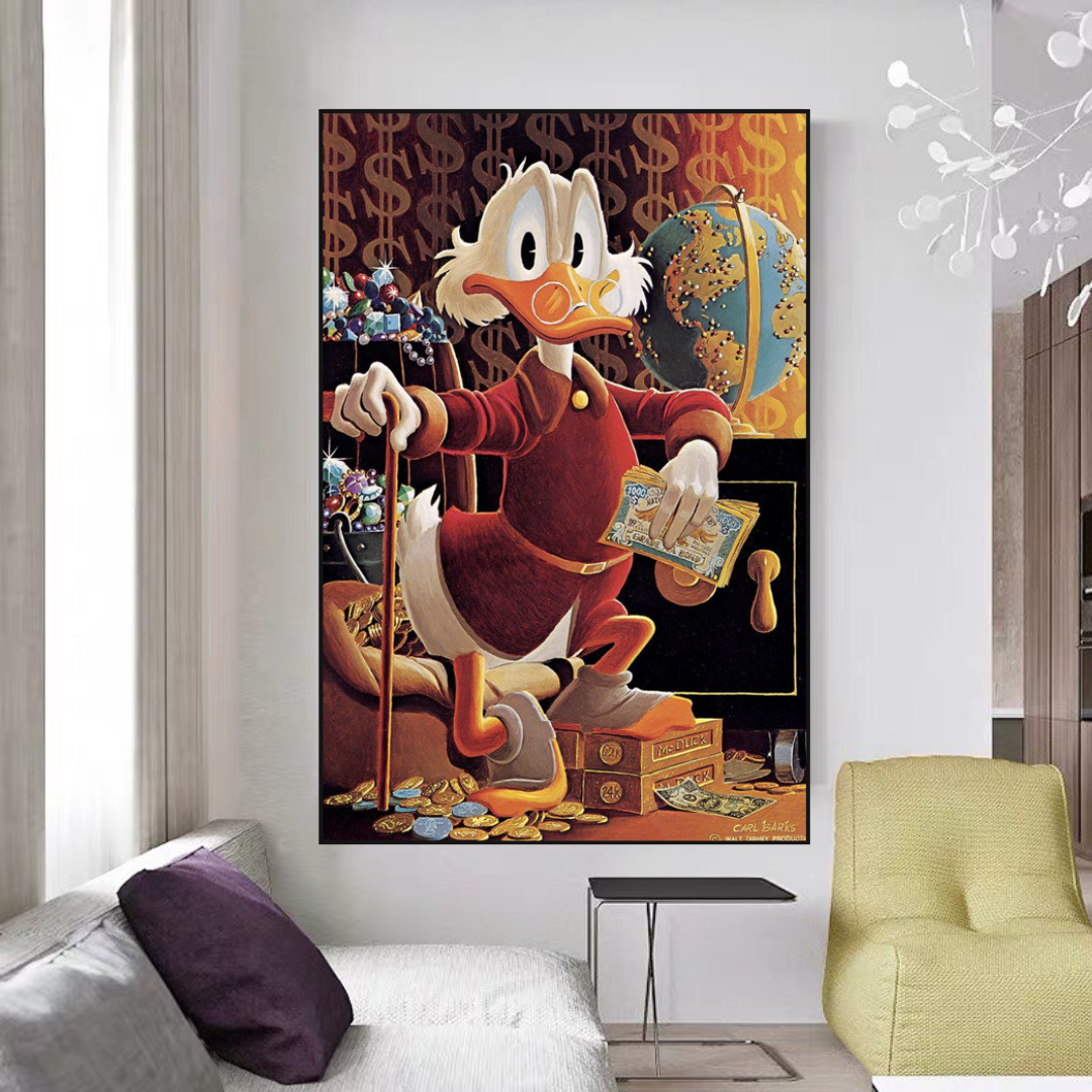 Scrooge McDuck Money Maker Millionaire Canvas Wall Art-ChandeliersDecor