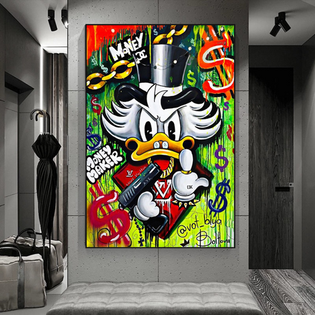 Scrooge McDuck Money Maker Millionaire Canvas Wall Art-ChandeliersDecor