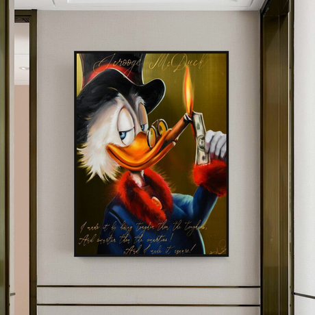 Scrooge McDuck Money Maker Millionaire Canvas Wall Art-ChandeliersDecor