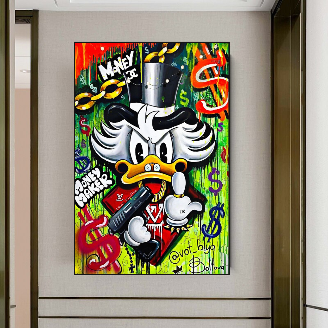 Scrooge McDuck Money Maker Millionaire Canvas Wall Art-ChandeliersDecor