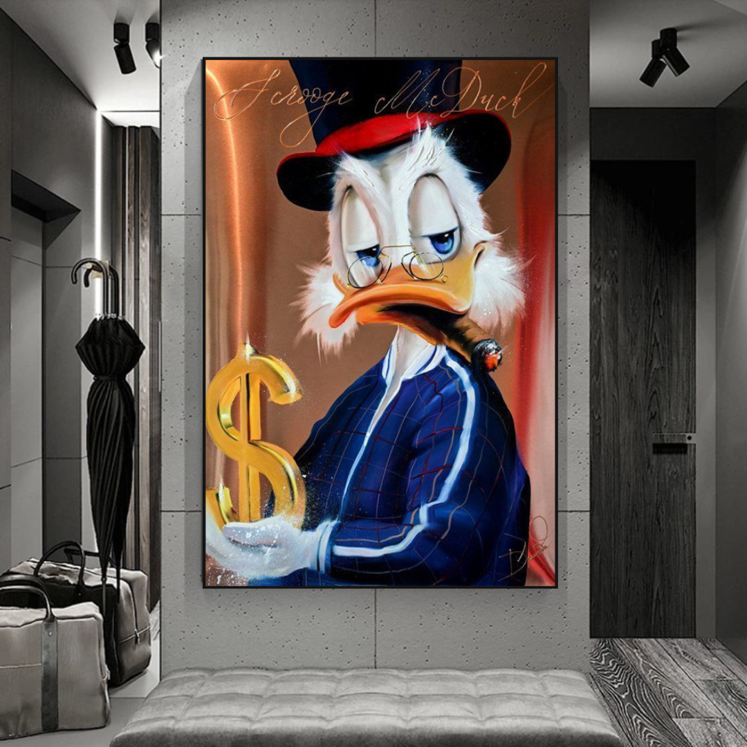 Scrooge McDuck Money Maker Millionaire Canvas Wall Art-ChandeliersDecor