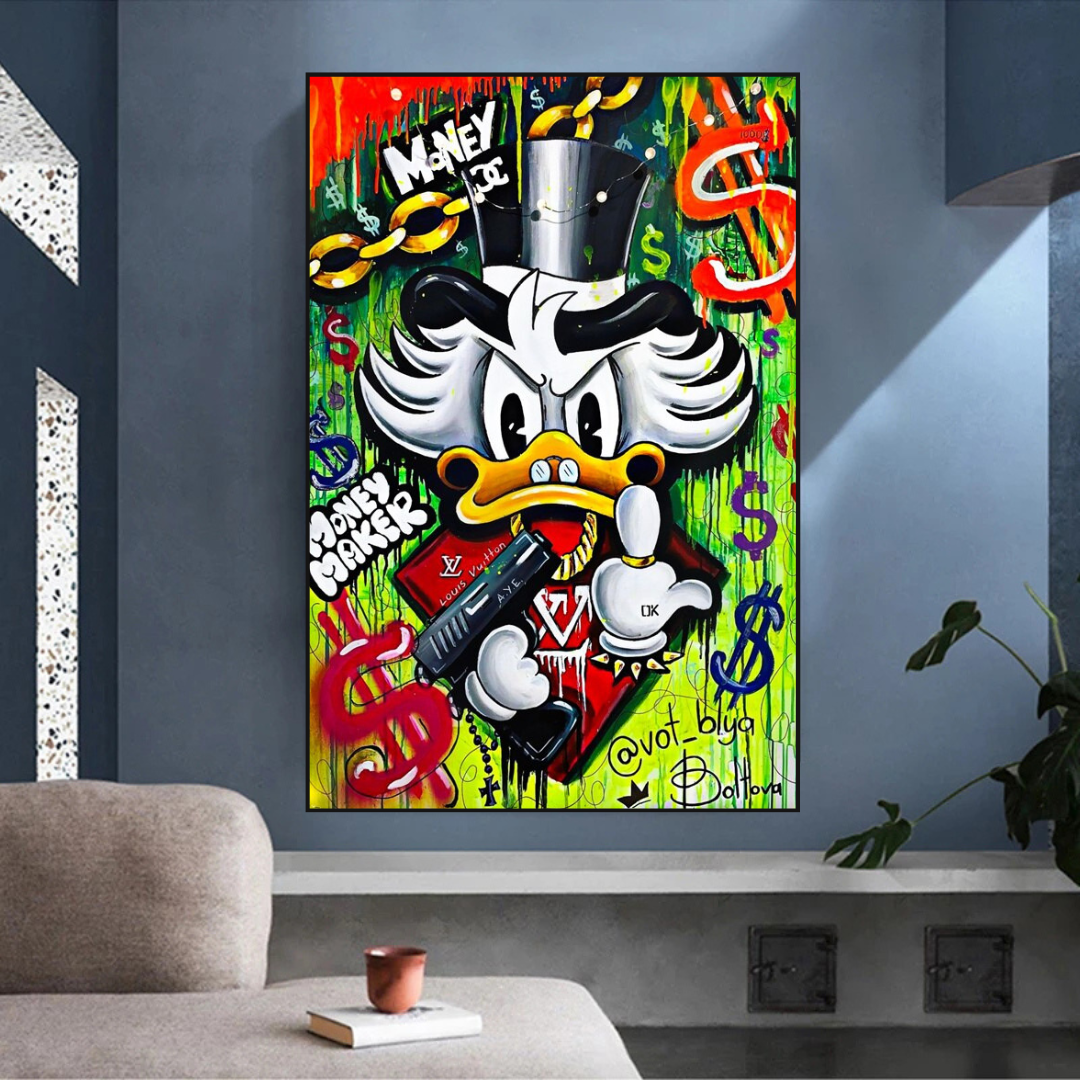 Scrooge McDuck Money Maker Millionaire Canvas Wall Art-ChandeliersDecor