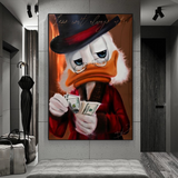 Scrooge McDuck Money Maker Millionaire Canvas Wall Art-ChandeliersDecor