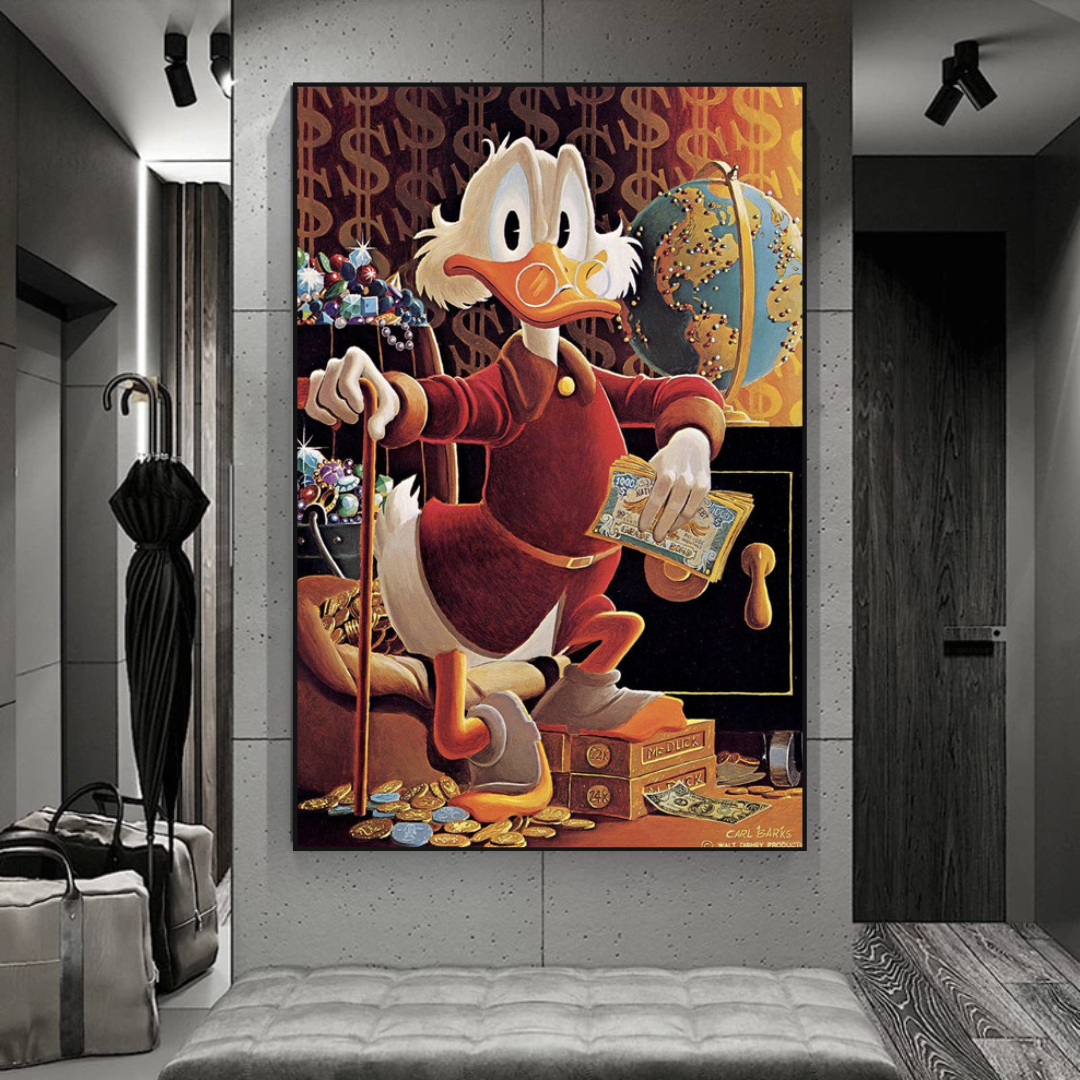 Scrooge McDuck Money Maker Millionaire Canvas Wall Art-ChandeliersDecor