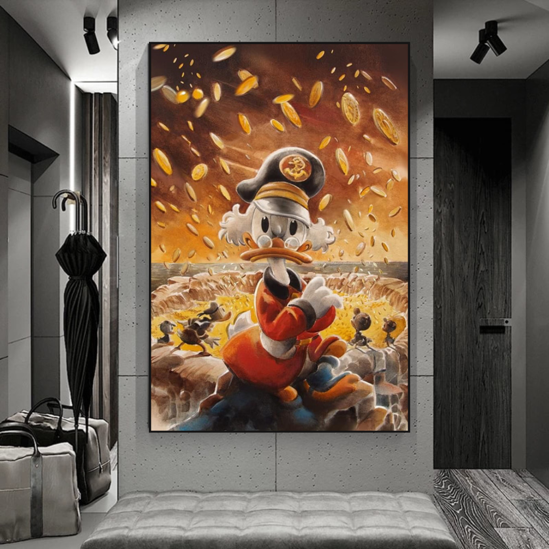 Scrooge McDuck Money Maker Millionaire Canvas Wall Art-ChandeliersDecor