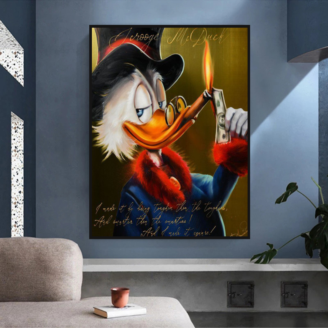 Scrooge McDuck Money Maker Millionaire Canvas Wall Art-ChandeliersDecor