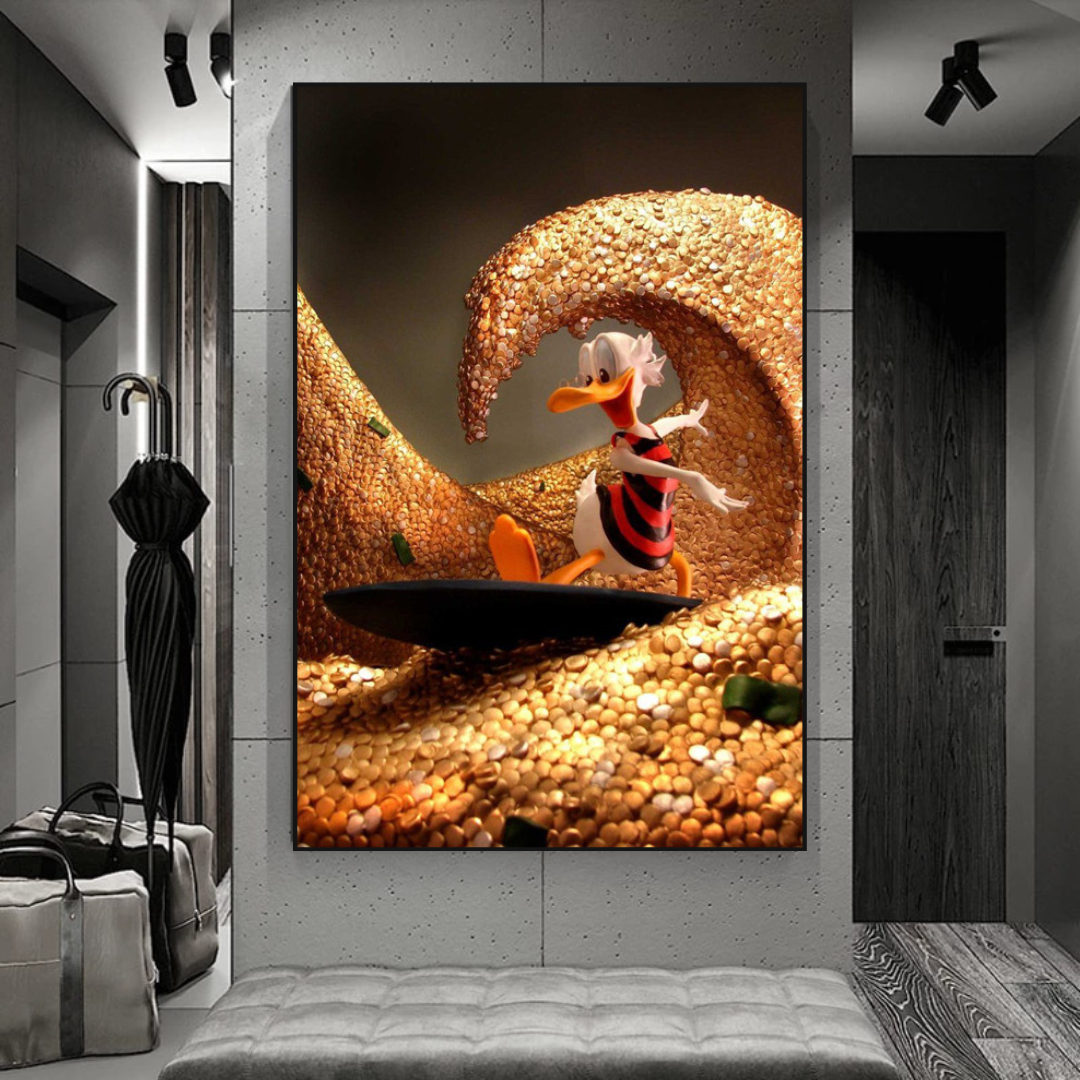 Scrooge McDuck Money Maker Millionaire Canvas Wall Art-ChandeliersDecor