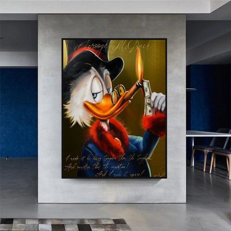 Scrooge McDuck Money Maker Millionaire Canvas Wall Art-ChandeliersDecor