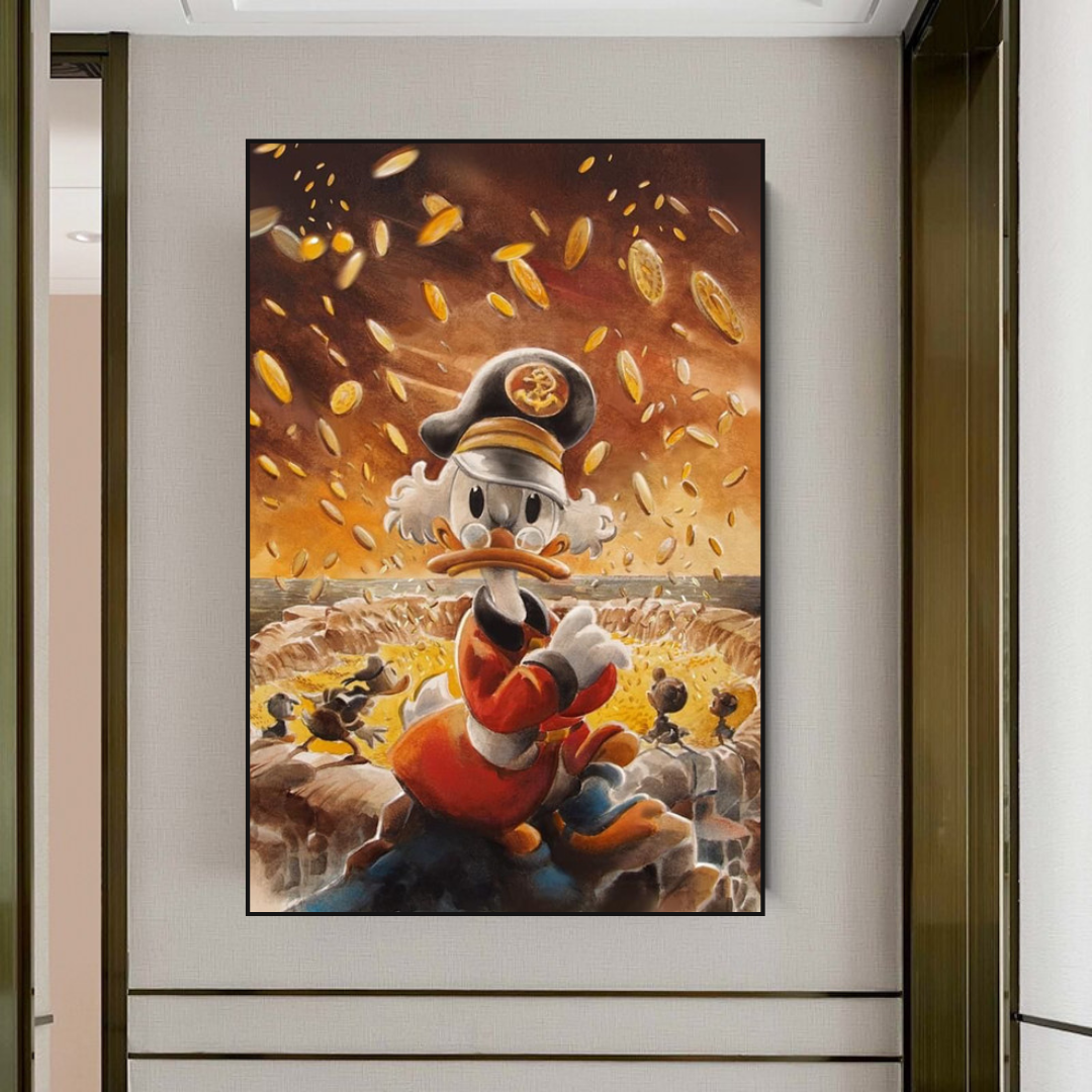 Scrooge McDuck Money Maker Millionaire Canvas Wall Art-ChandeliersDecor