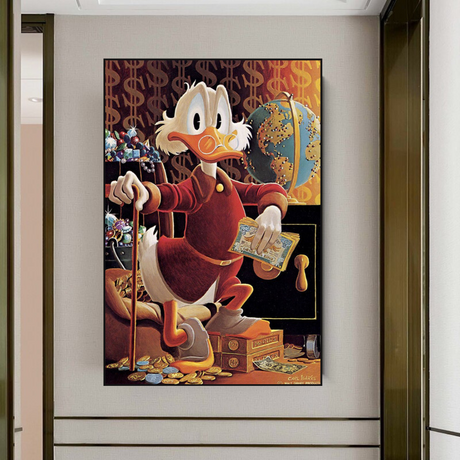 Scrooge McDuck Money Maker Millionaire Canvas Wall Art-ChandeliersDecor