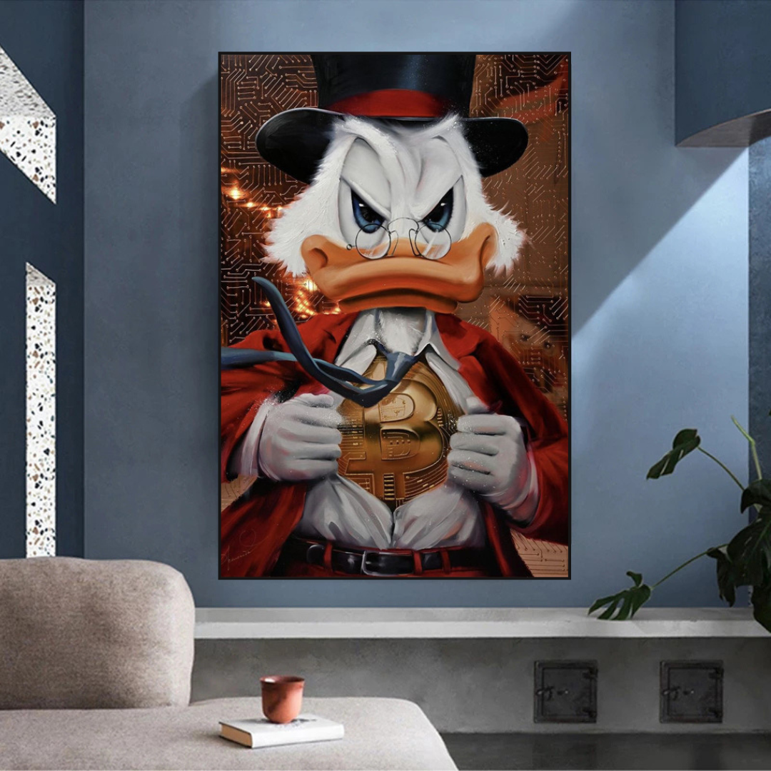 Scrooge McDuck Money Maker Millionaire Canvas Wall Art-ChandeliersDecor