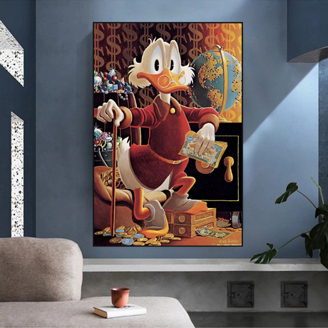 Scrooge McDuck Money Maker Millionaire Canvas Wall Art-ChandeliersDecor