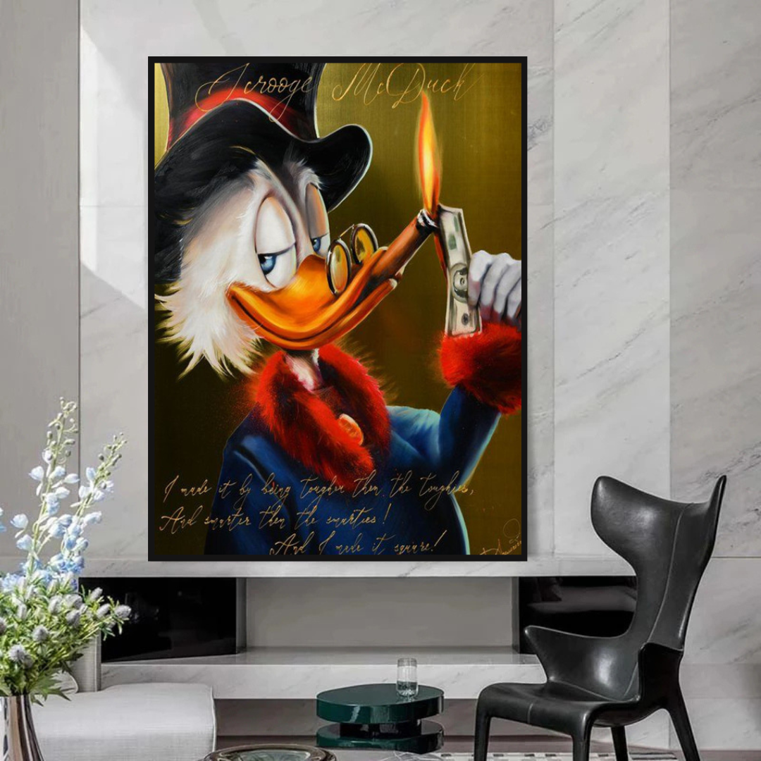 Scrooge McDuck Money Maker Millionaire Canvas Wall Art-ChandeliersDecor
