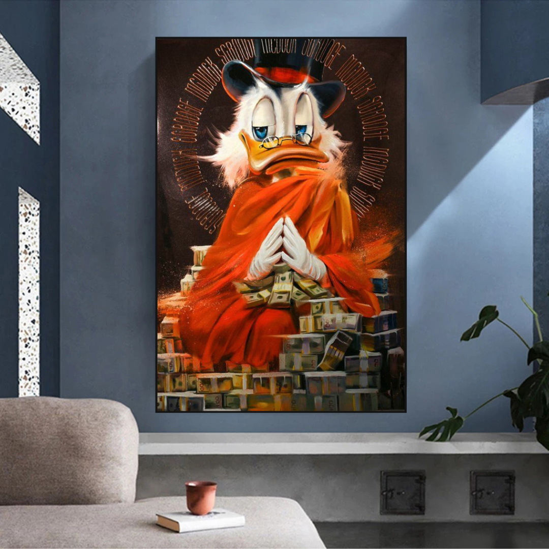 Scrooge McDuck Money Maker Millionaire Canvas Wall Art-ChandeliersDecor