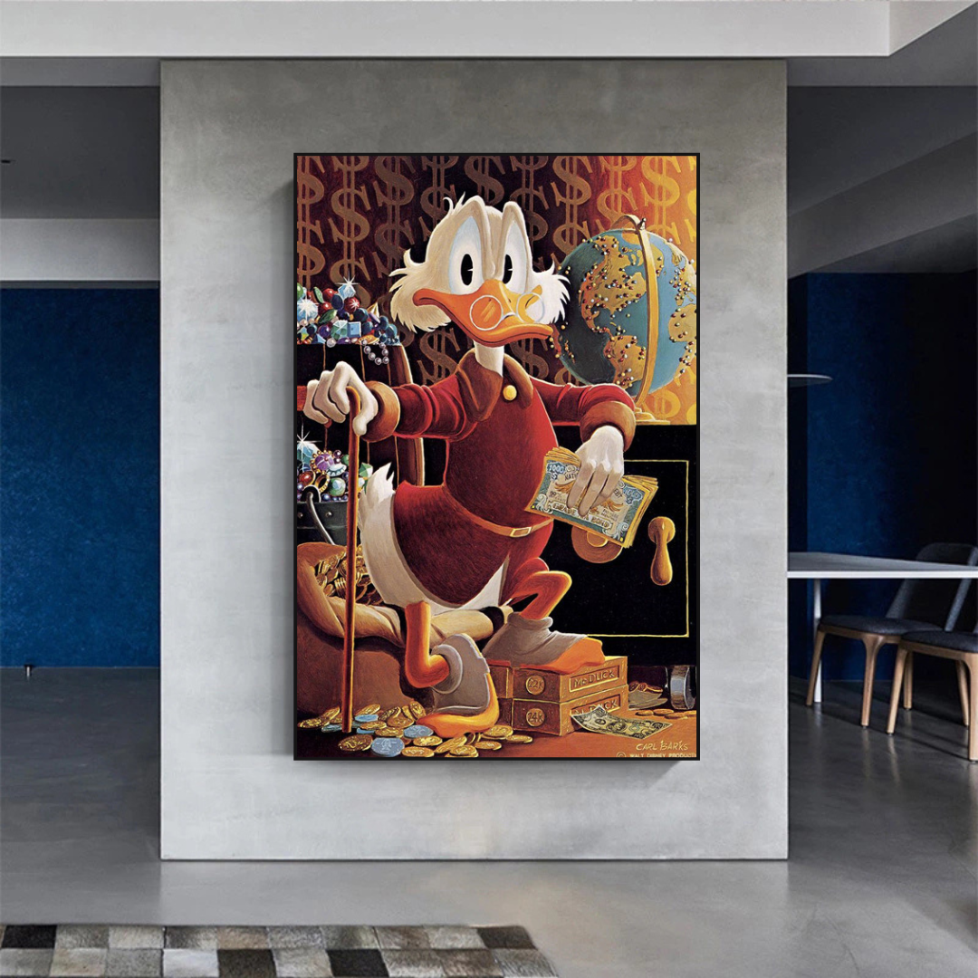 Scrooge McDuck Money Maker Millionaire Canvas Wall Art-ChandeliersDecor