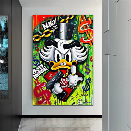 Scrooge McDuck Money Maker Millionaire Canvas Wall Art-ChandeliersDecor