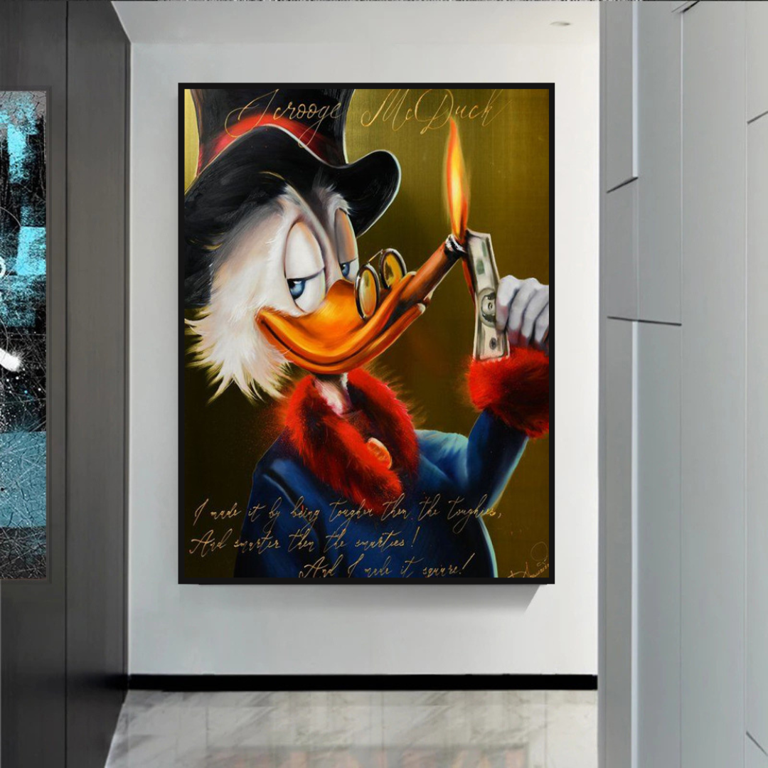 Scrooge McDuck Money Maker Millionaire Canvas Wall Art-ChandeliersDecor