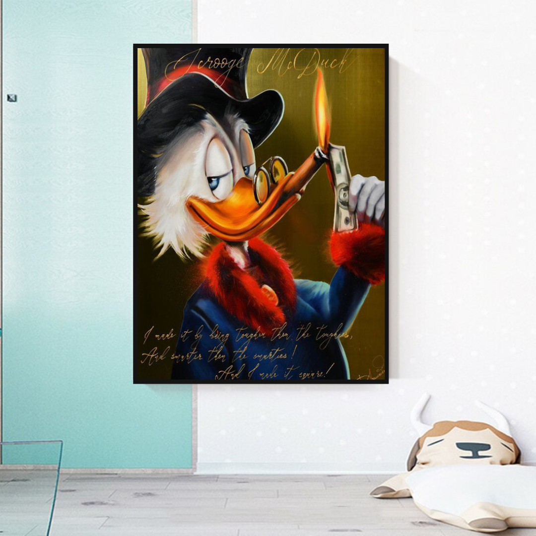 Scrooge McDuck Money Maker Millionaire Canvas Wall Art-ChandeliersDecor