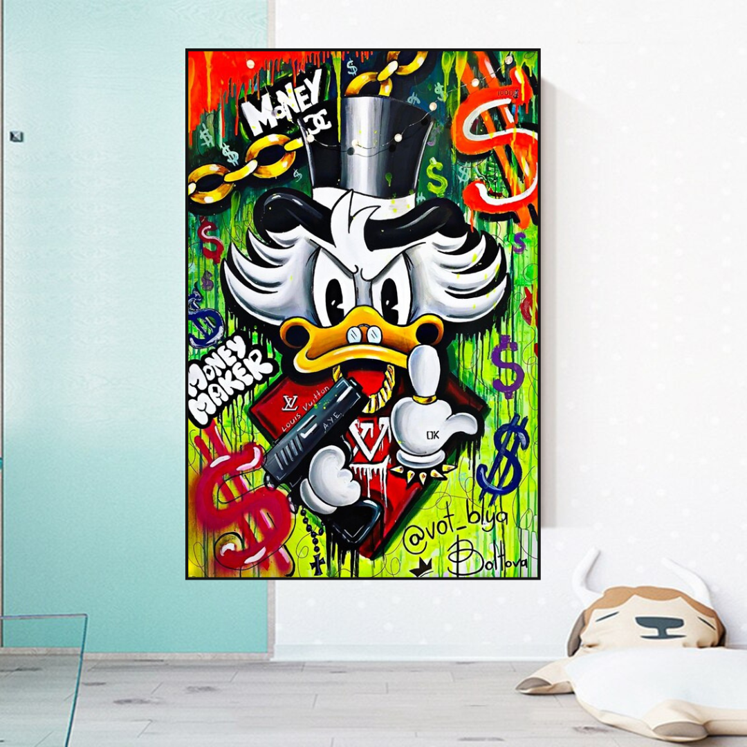 Scrooge McDuck Money Maker Millionaire Canvas Wall Art-ChandeliersDecor