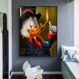 Scrooge McDuck Money Maker Millionaire Canvas Wall Art-ChandeliersDecor