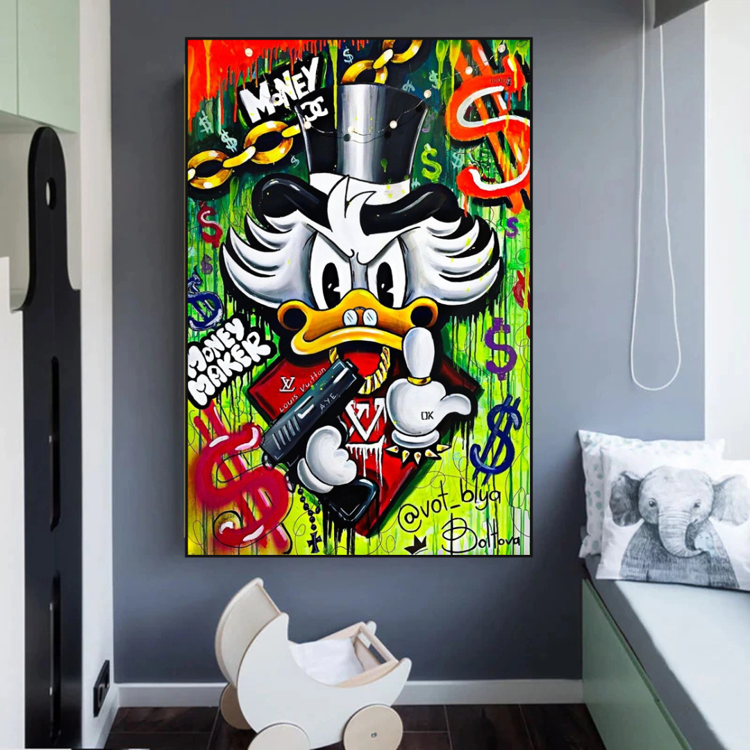 Scrooge McDuck Money Maker Millionaire Canvas Wall Art-ChandeliersDecor