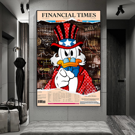 Scrooge McDuck Newspaper Canvas Wall Art-ChandeliersDecor