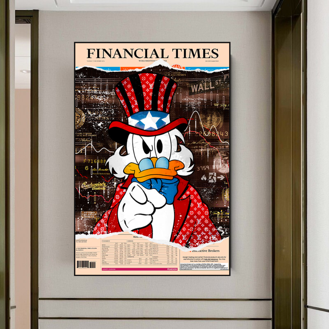 Scrooge McDuck Newspaper Canvas Wall Art-ChandeliersDecor