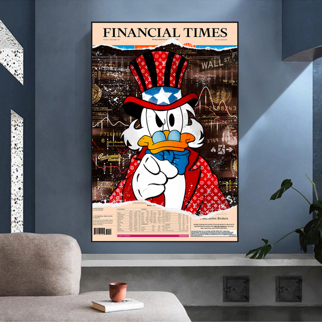 Scrooge McDuck Newspaper Canvas Wall Art-ChandeliersDecor