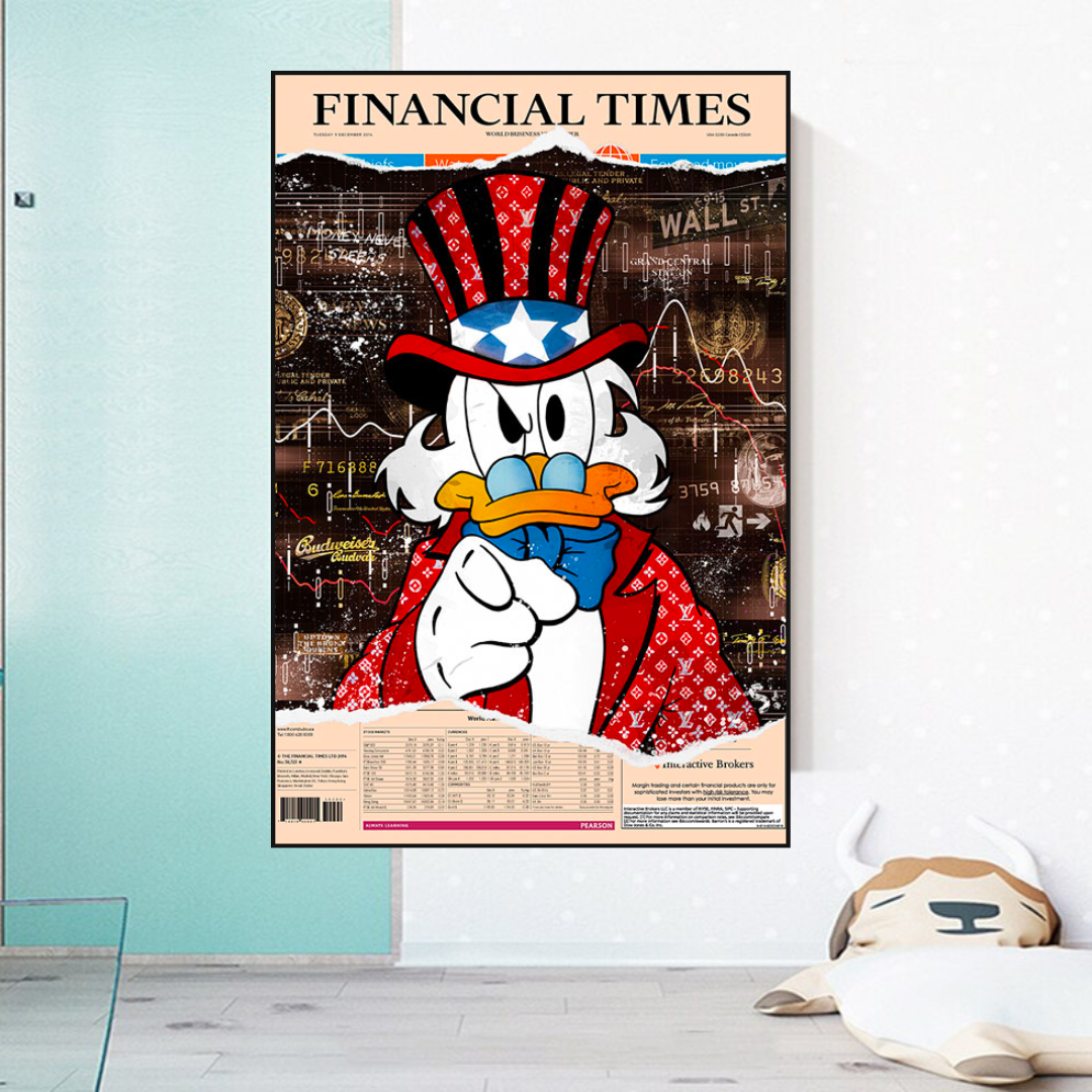 Scrooge McDuck Newspaper Canvas Wall Art-ChandeliersDecor