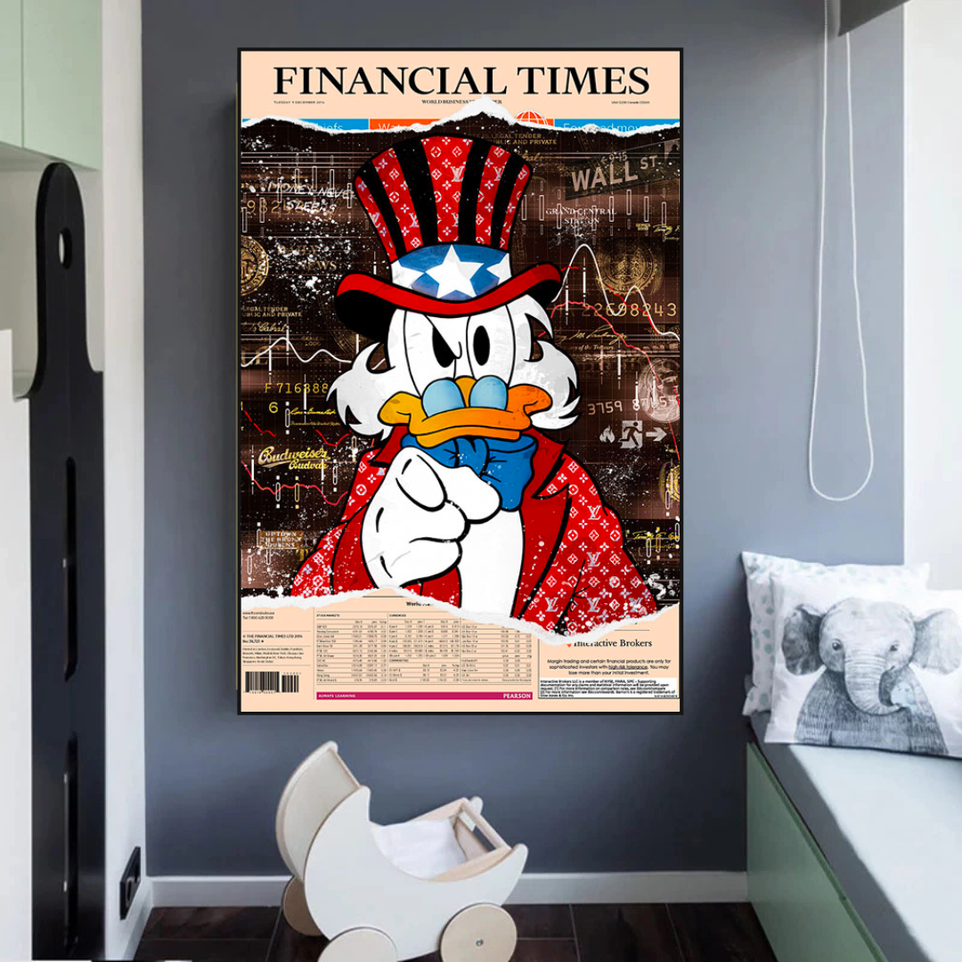 Scrooge McDuck Newspaper Canvas Wall Art-ChandeliersDecor