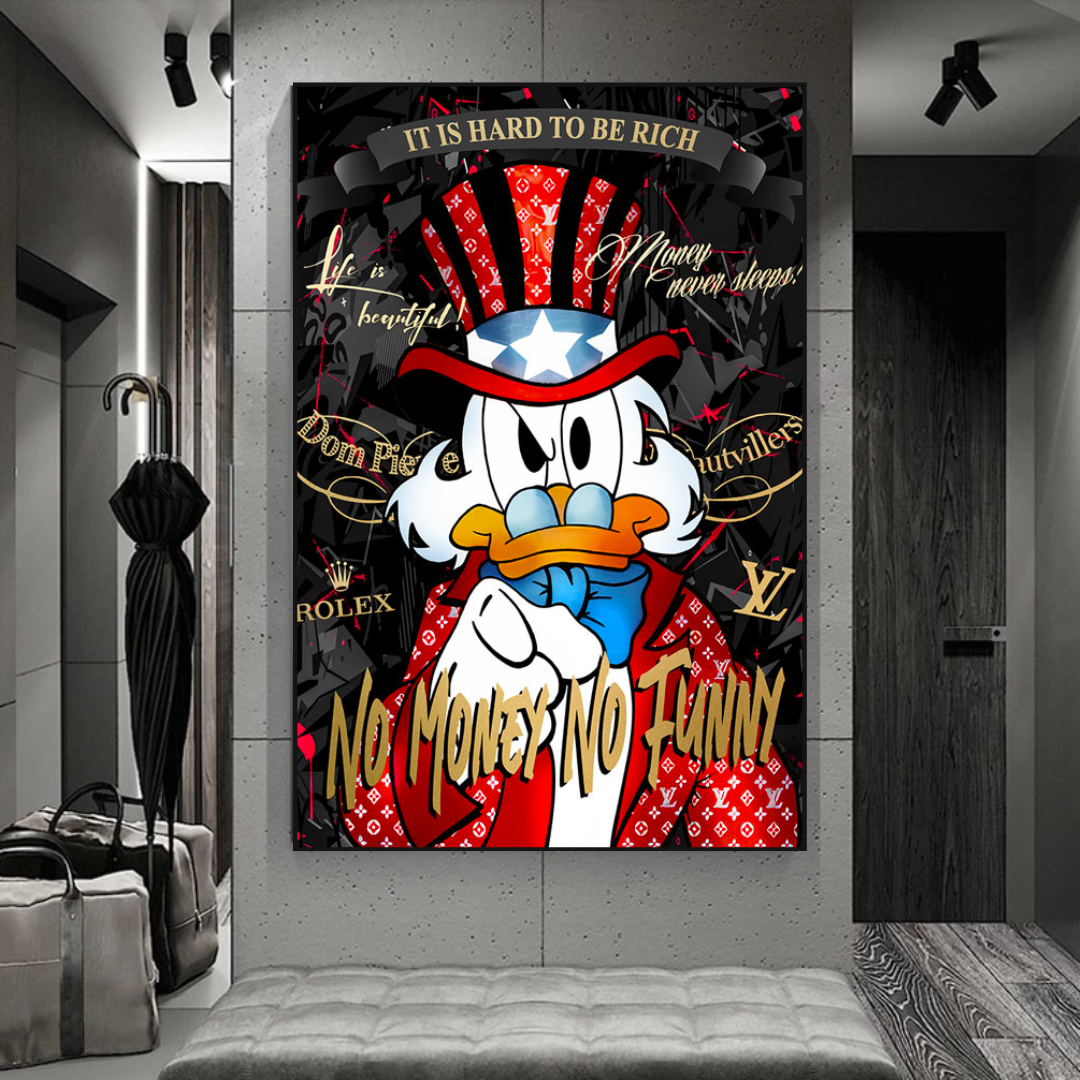 Scrooge McDuck No Money No Honey Canvas Wall Art-ChandeliersDecor