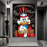 Scrooge McDuck No Money No Honey Canvas Wall Art-ChandeliersDecor