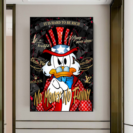 Scrooge McDuck No Money No Honey Canvas Wall Art-ChandeliersDecor