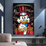 Scrooge McDuck No Money No Honey Canvas Wall Art-ChandeliersDecor