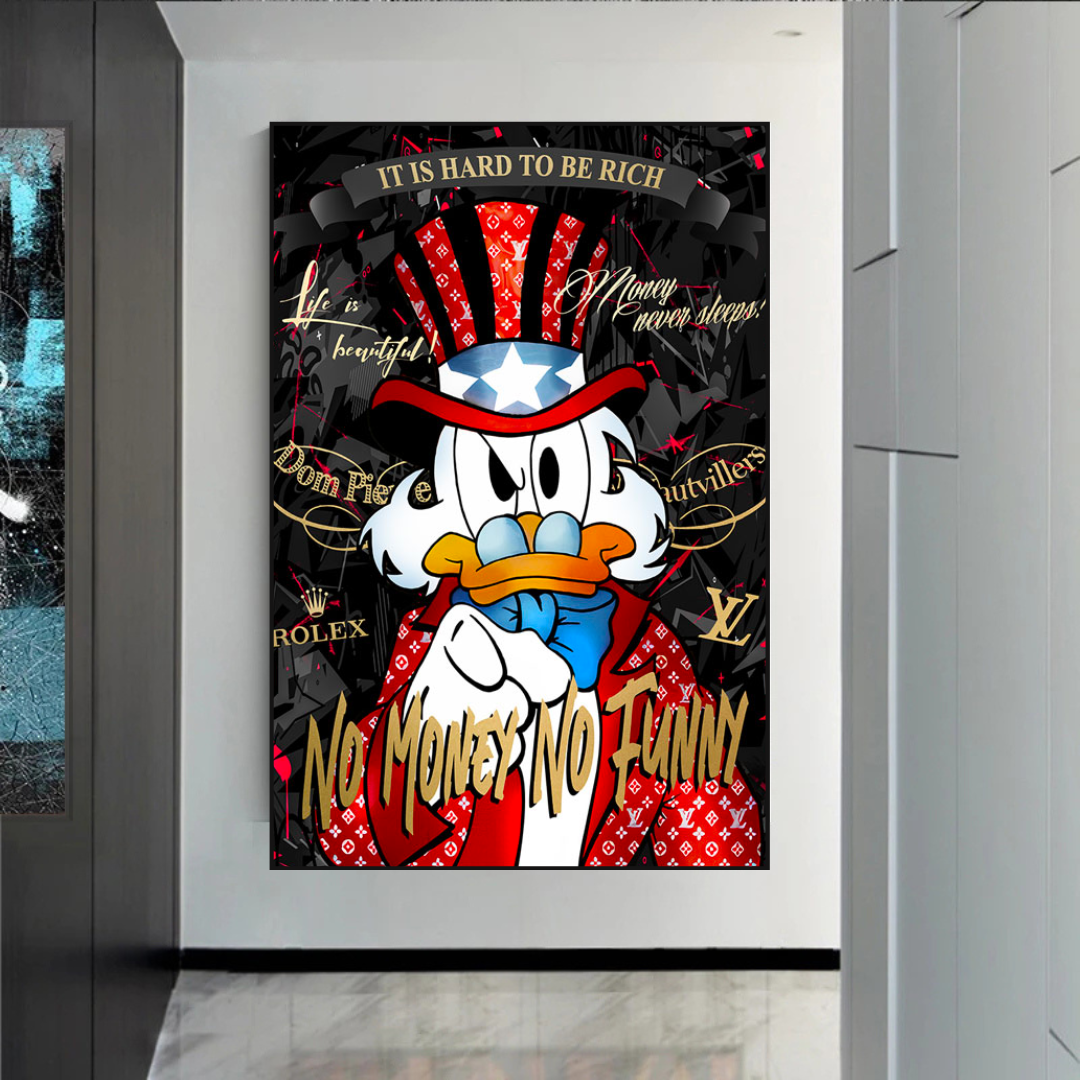 Scrooge McDuck No Money No Honey Canvas Wall Art-ChandeliersDecor