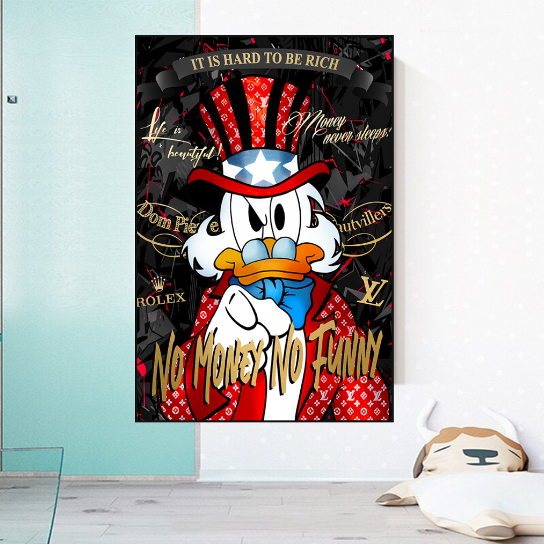 Scrooge McDuck No Money No Honey Canvas Wall Art-ChandeliersDecor