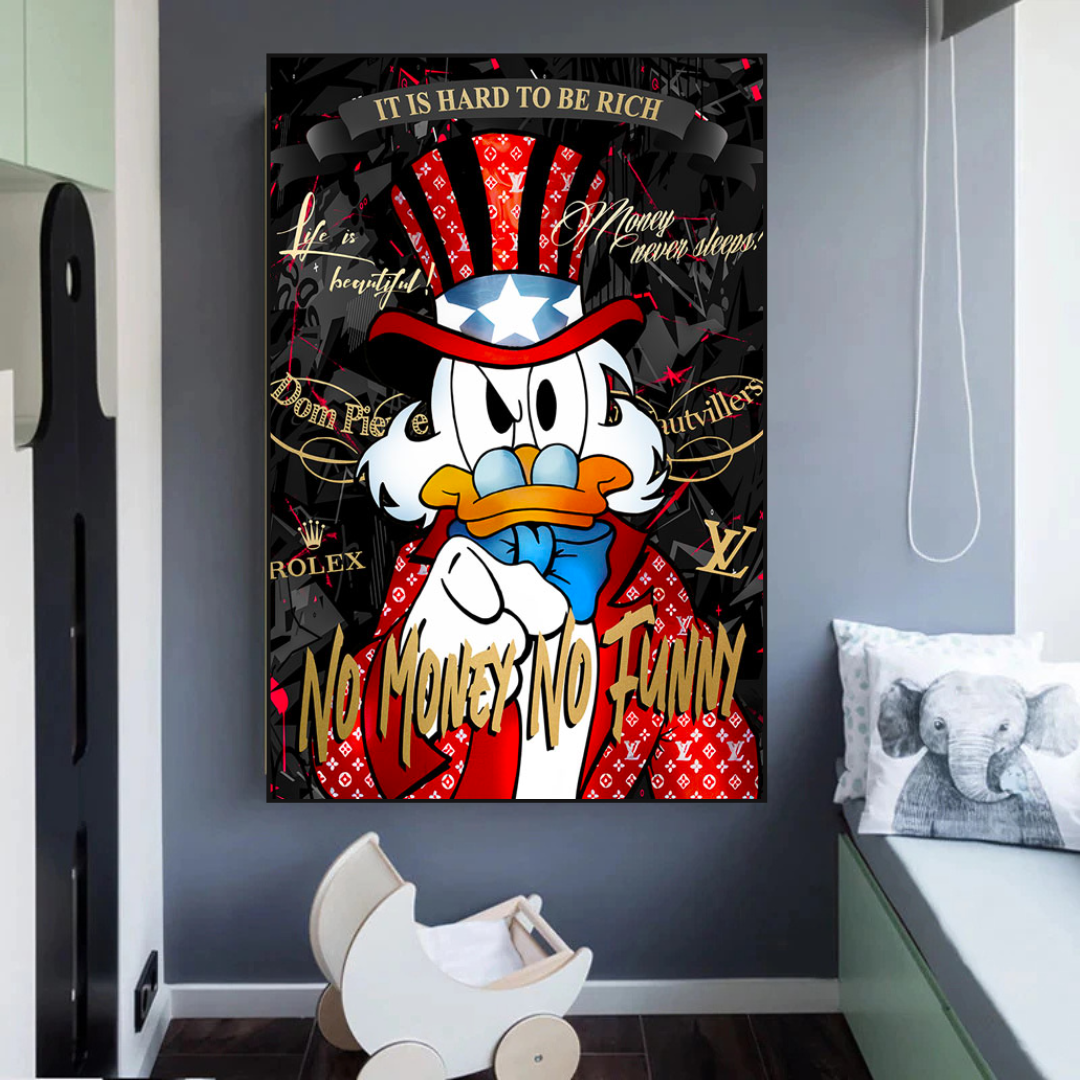 Scrooge McDuck No Money No Honey Canvas Wall Art-ChandeliersDecor